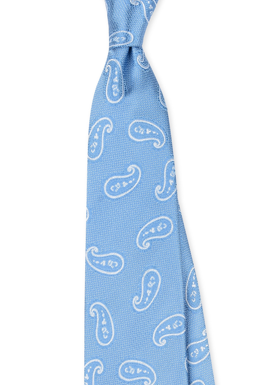 Cravata  matase tesuta bleu print paisley 2