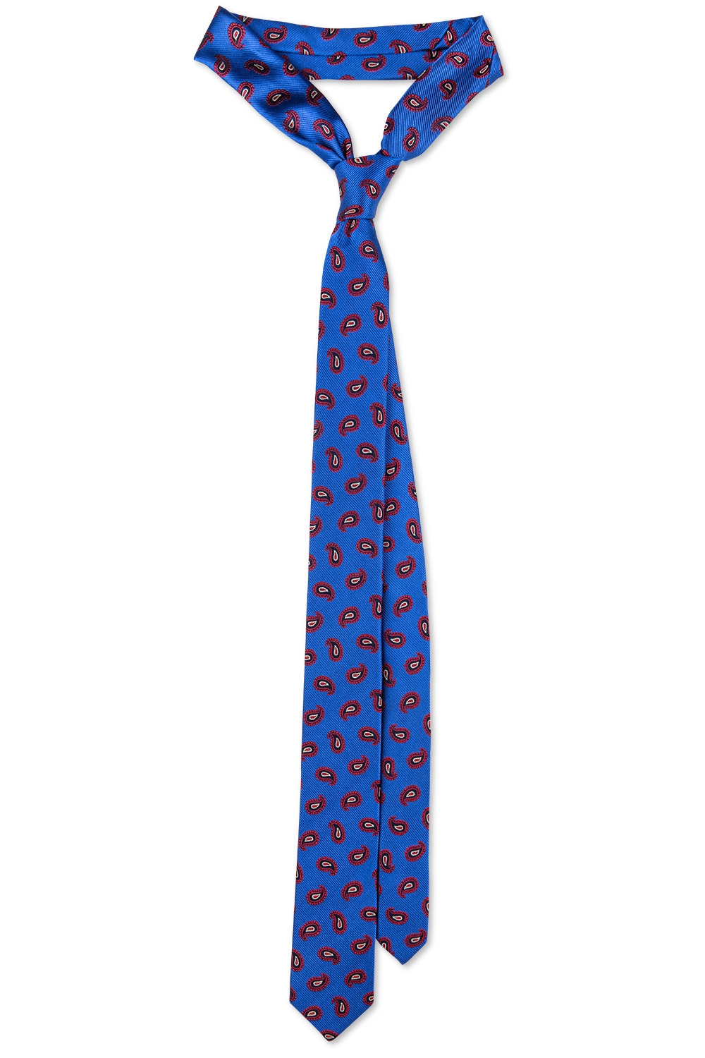 Cravata matase tesuta bleumarin print paisley  0
