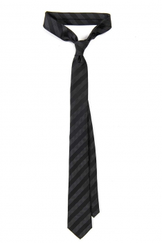 Cravata poliester tesut neagra cu dungi