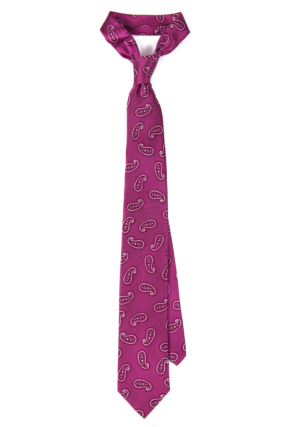 Cravata matase tesuta roz print floral 0