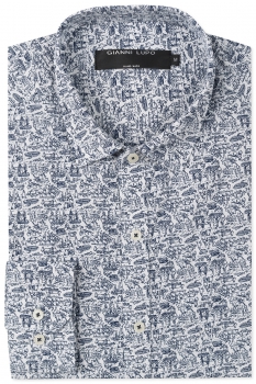 Camasa superslim alba print geometric