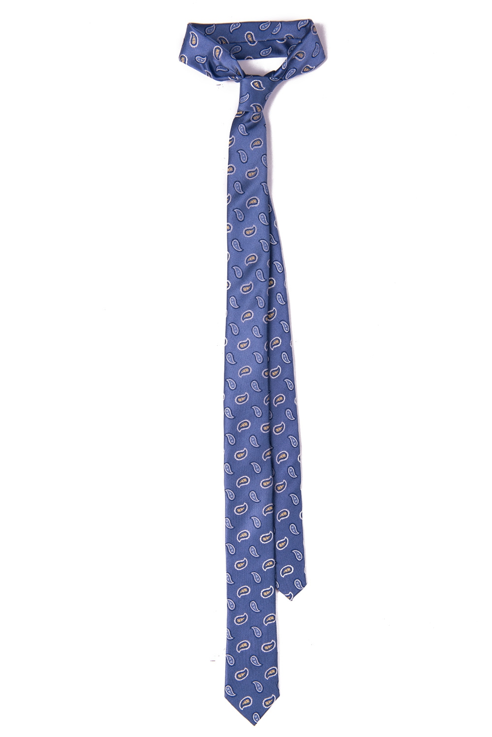 Cravata matase tesuta bleu print floral 0
