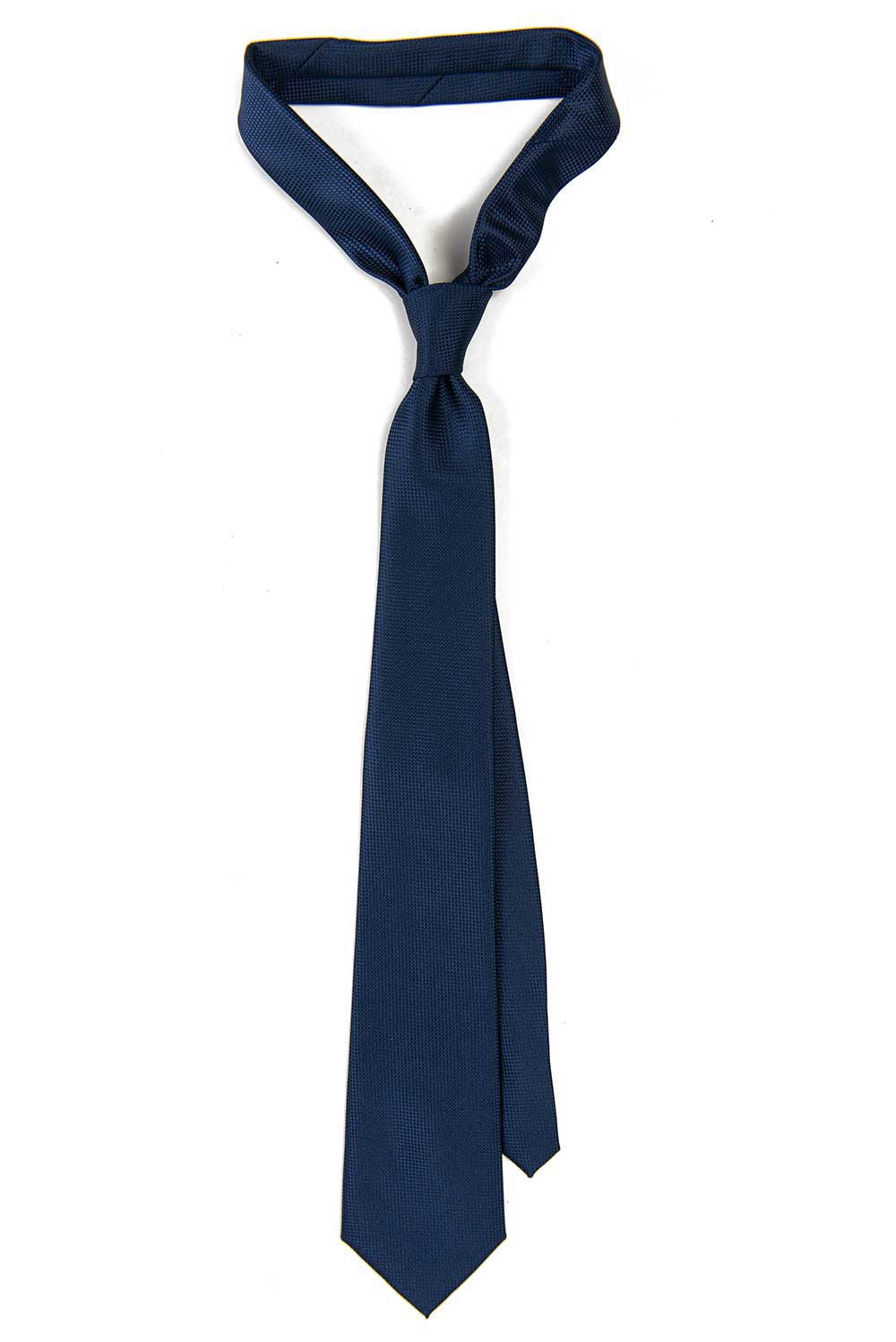 Cravata poliester tesut albastra uni 0