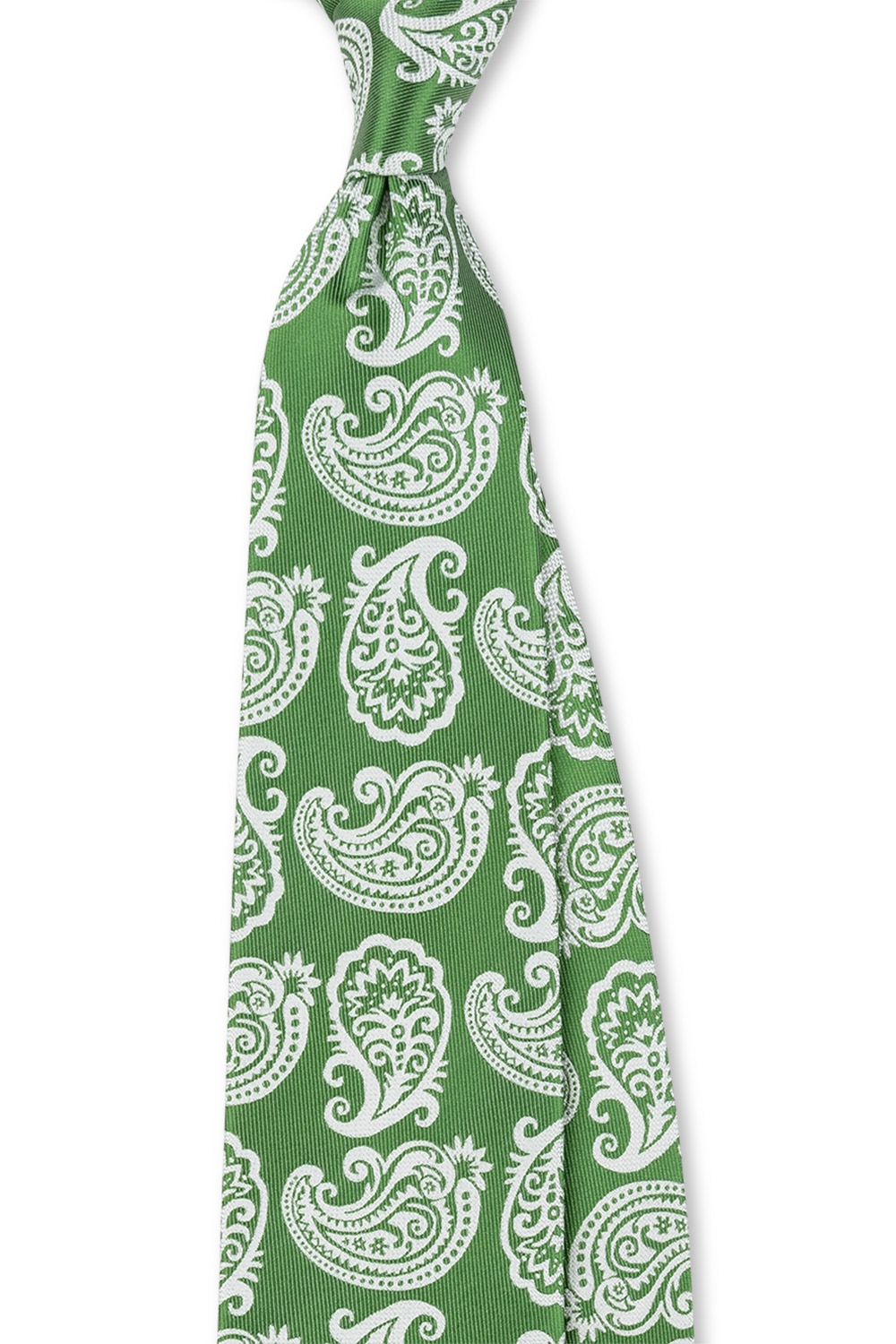 Cravata matase tesuta verde print paisley 2