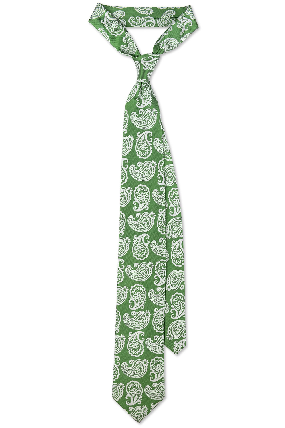 Cravata matase tesuta verde print paisley 0