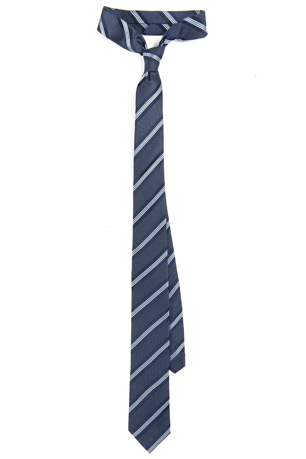 Cravata matase tesuta bleumarin cu dungi 0
