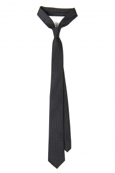 Cravata poliester tesut neagra print geometric