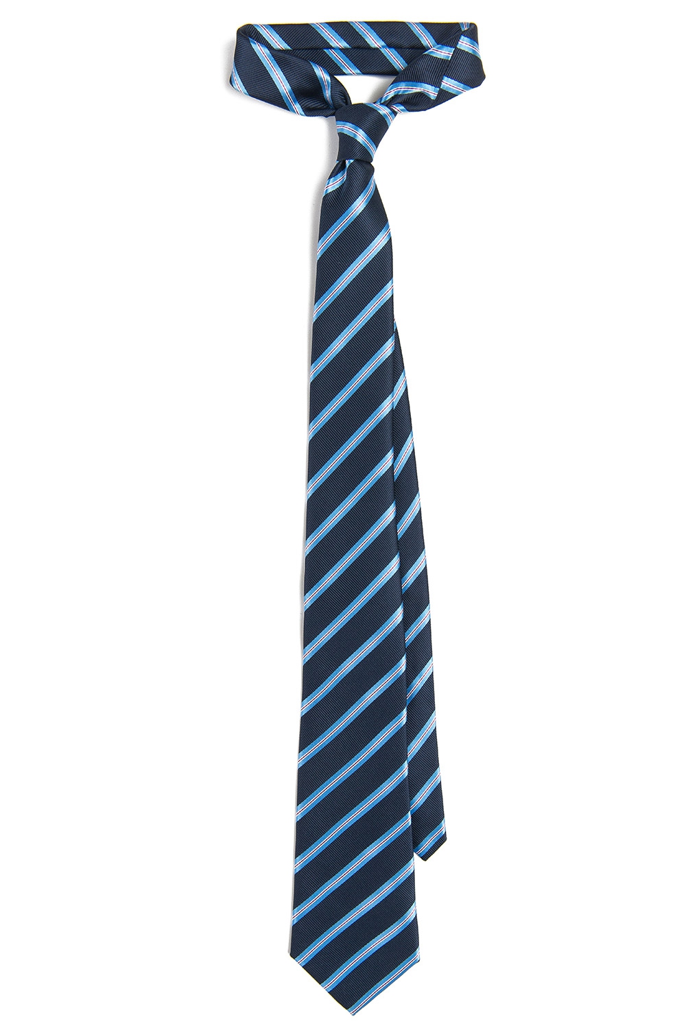 Cravata poliester tesut bleumarin cu dungi 0