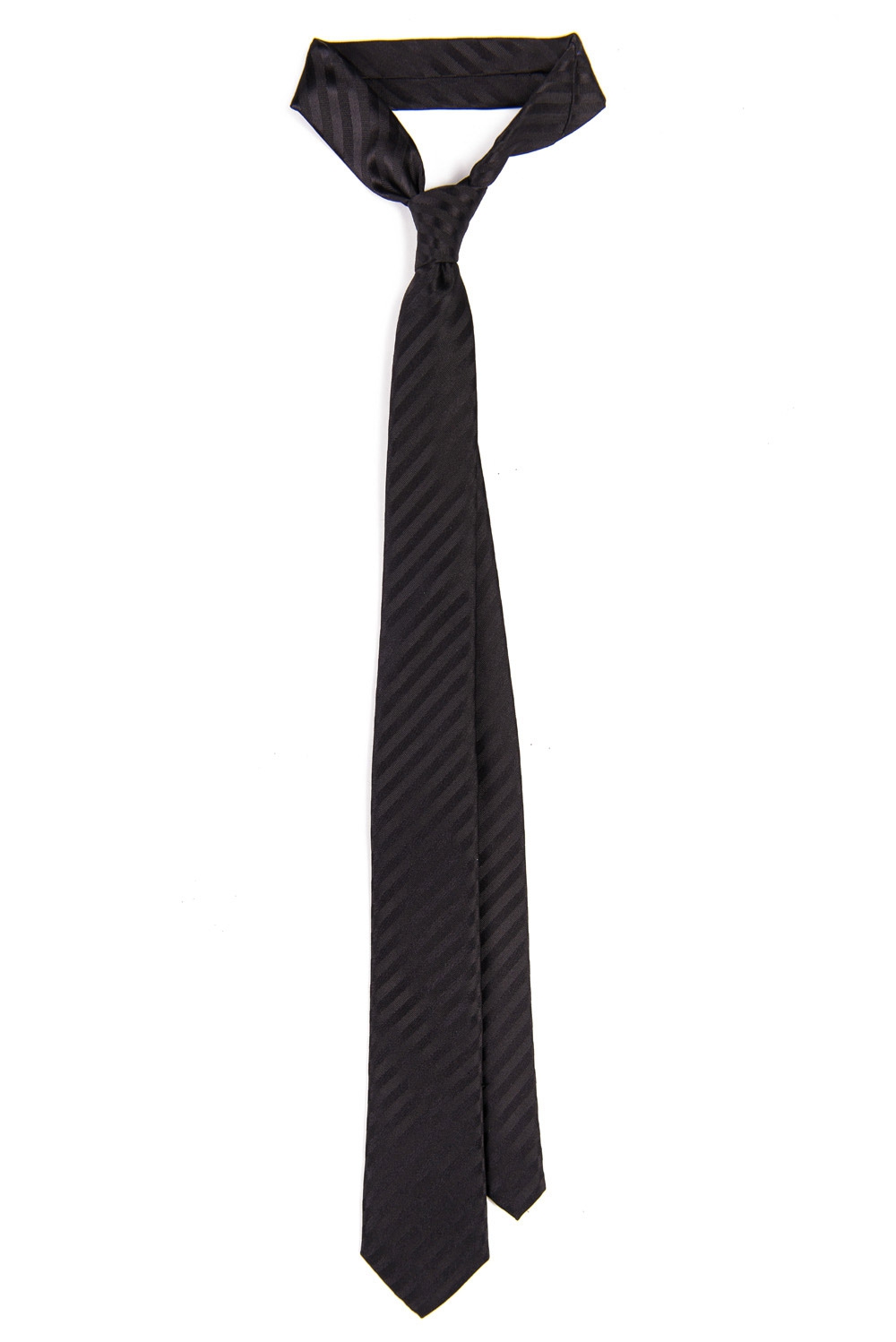 Cravata matase neagra cu dungi 0