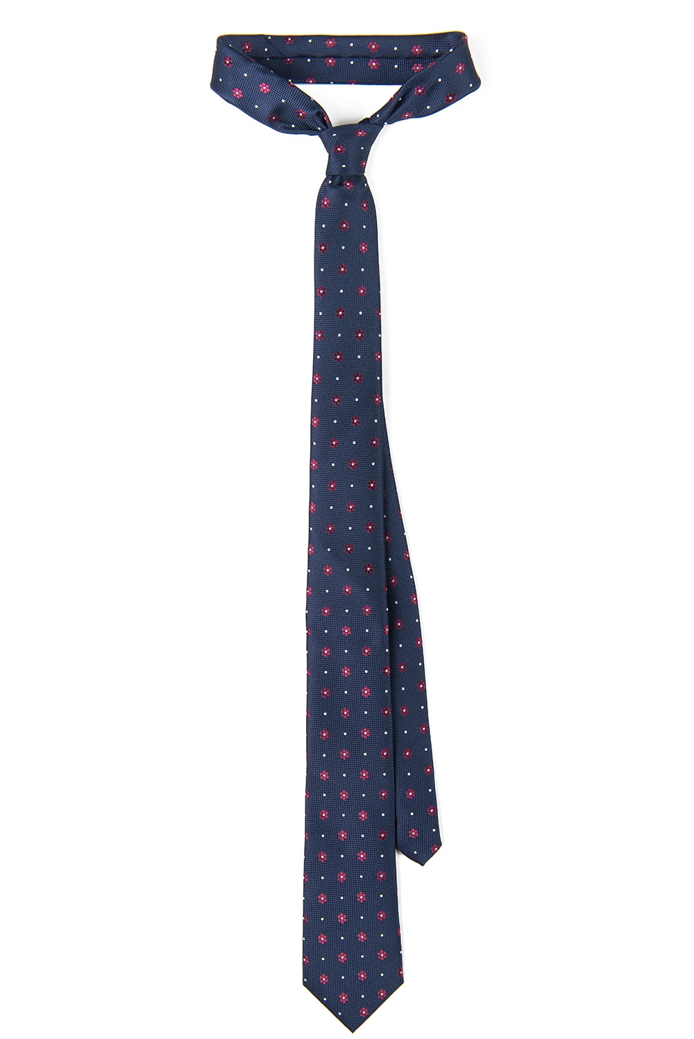 Cravata poliester tesut bleumarin print floral 0