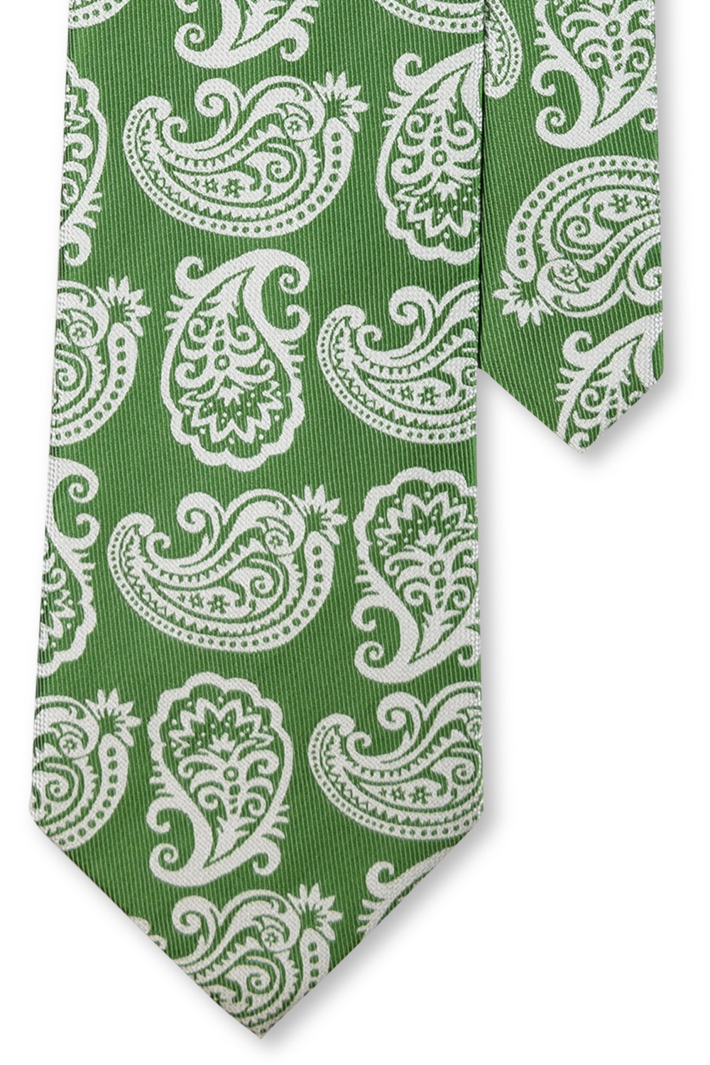 Cravata matase tesuta verde print paisley 3