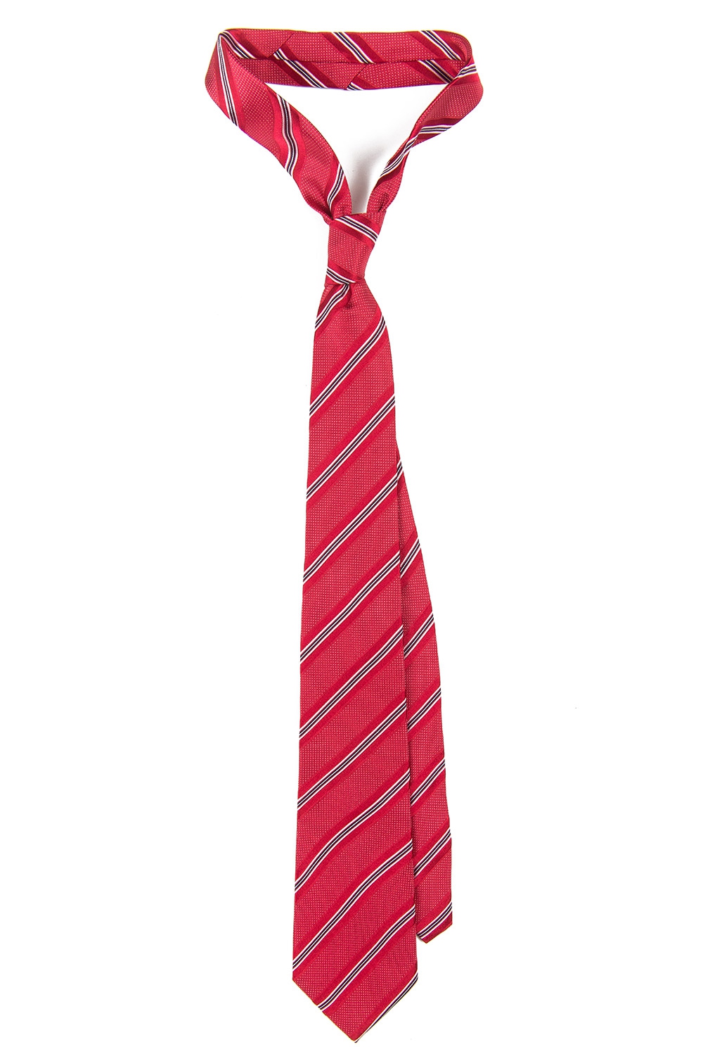 Cravata matase tesuta rosie cu dungi 0