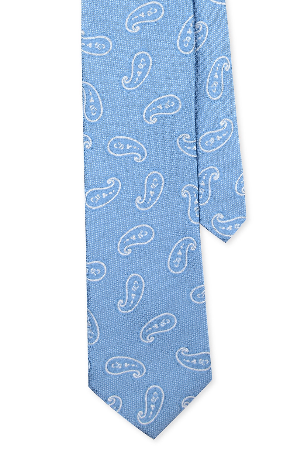 Cravata  matase tesuta bleu print paisley 3
