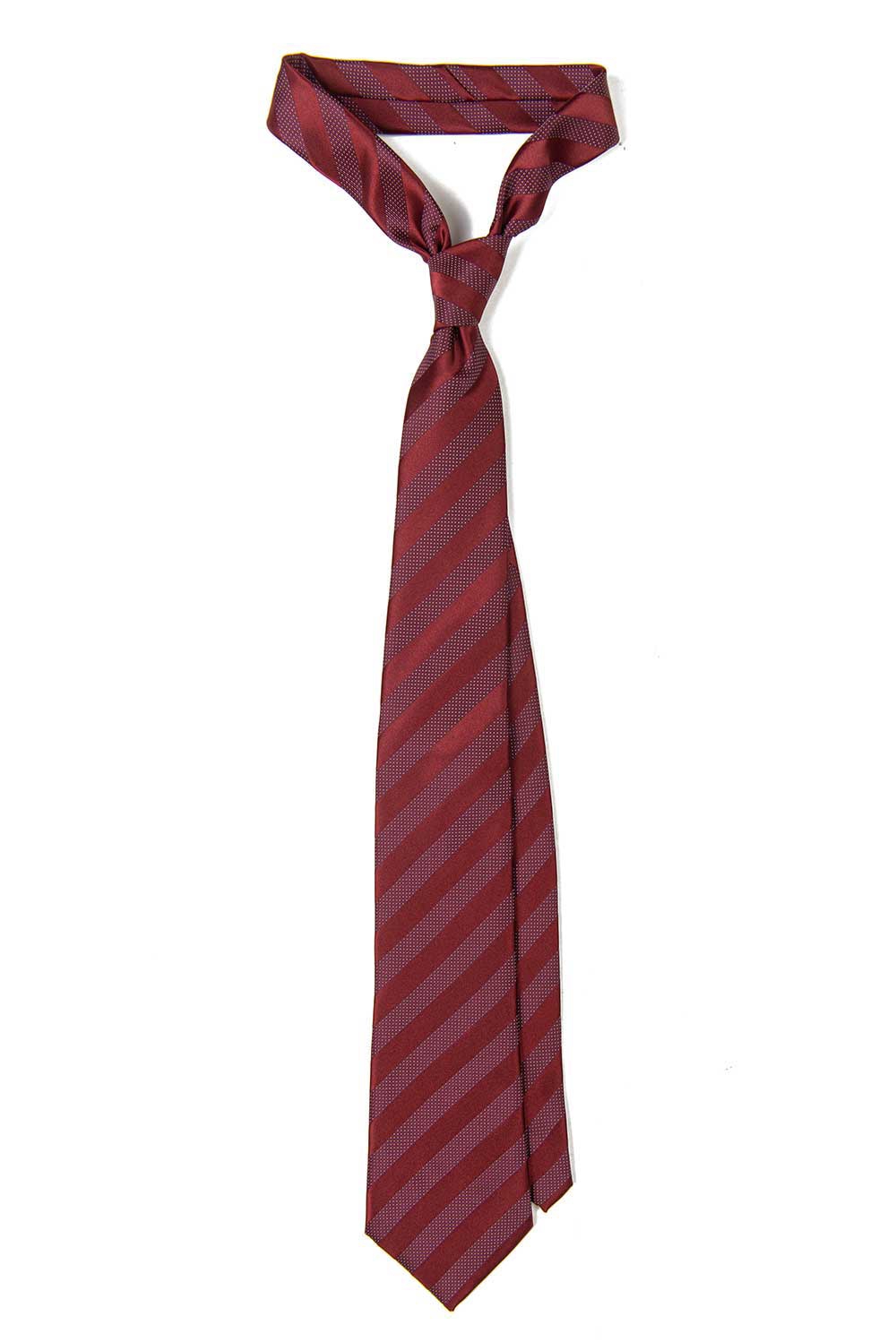 Cravata poliester tesut grena cu dungi 0