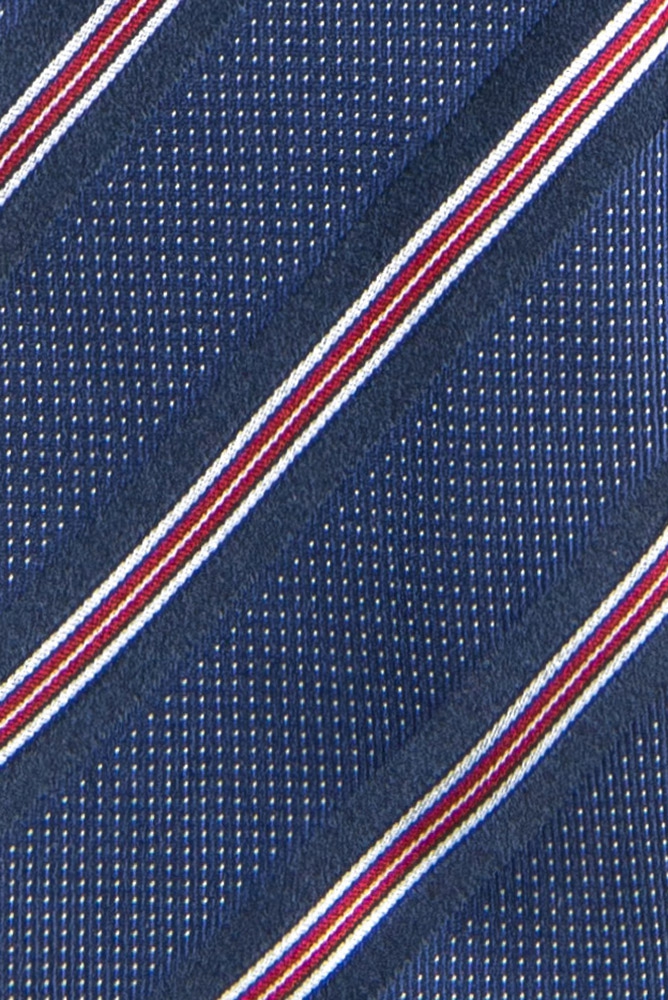 Cravata matase tesuta albastra cu dungi 1