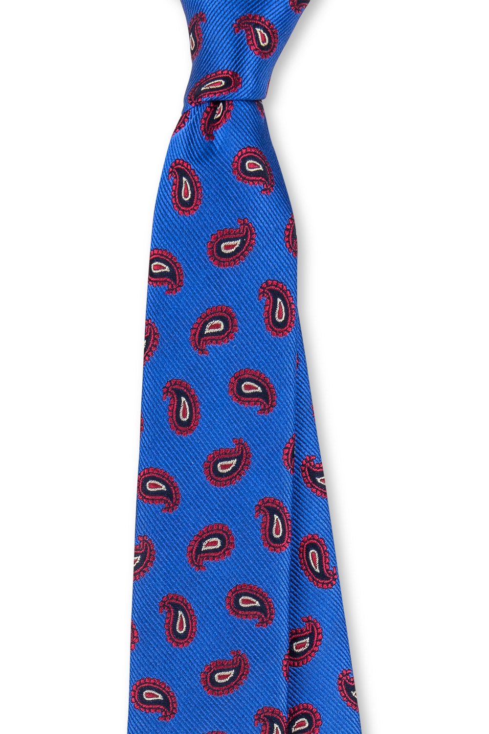 Cravata matase tesuta bleumarin print paisley  2