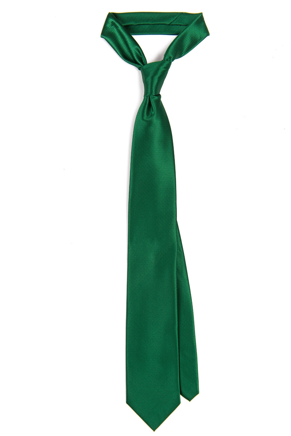 Cravata poliester verde uni 0