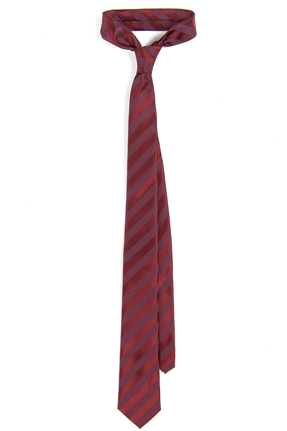 Cravata poliester tesut grena cu dungi 0