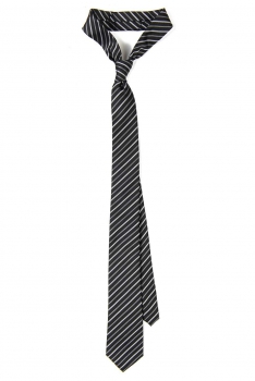 Cravata matase tesuta neagra dungi