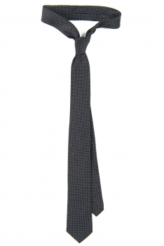 Cravata matase tesuta neagra print geometric