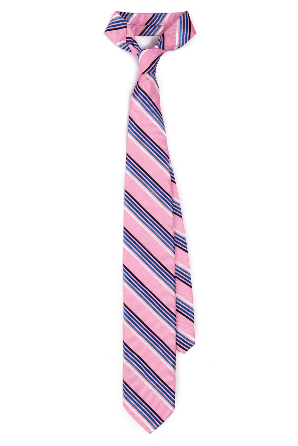 Cravata poliester roz cu dungi 0