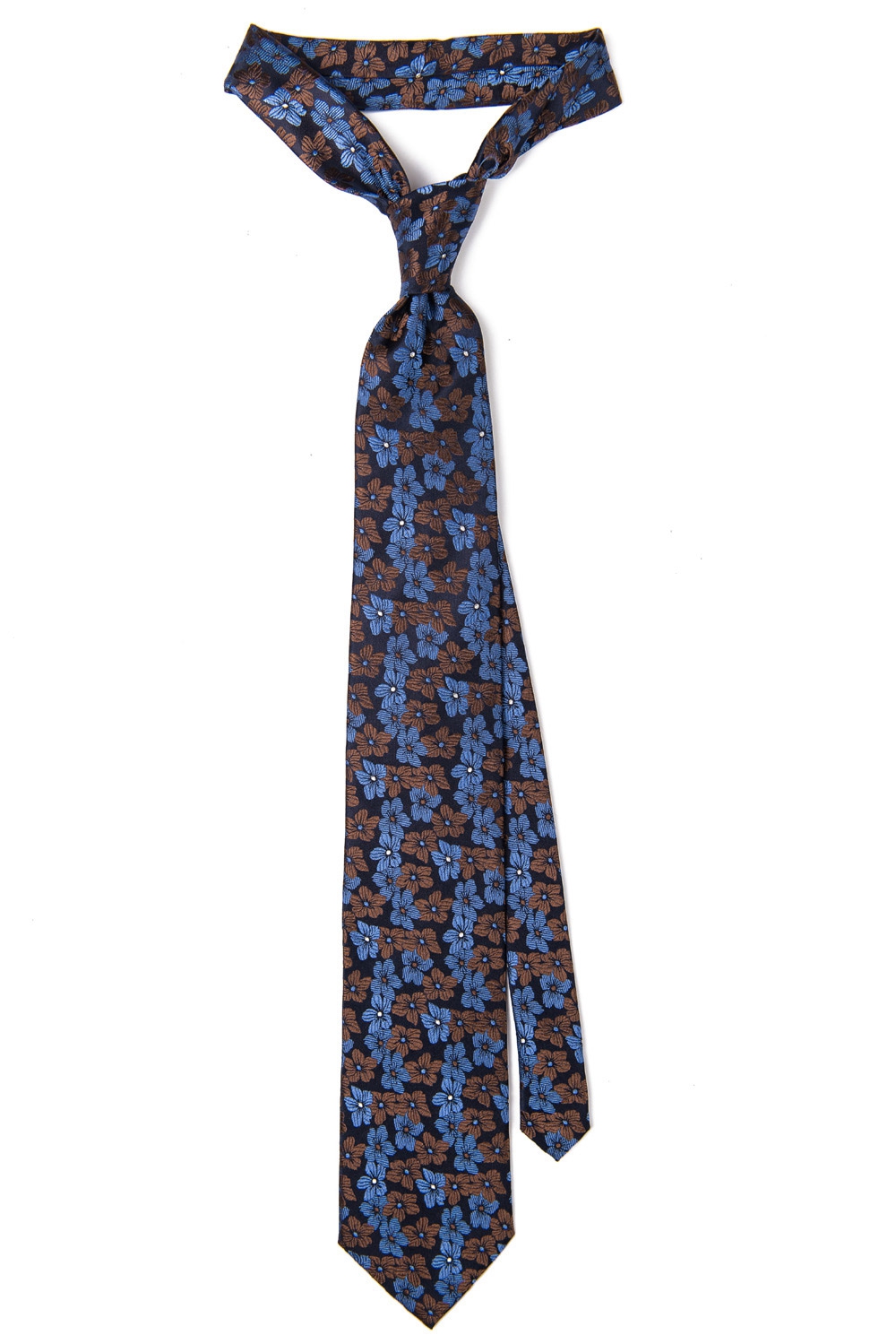 Cravata matase bleumarin print floral 0